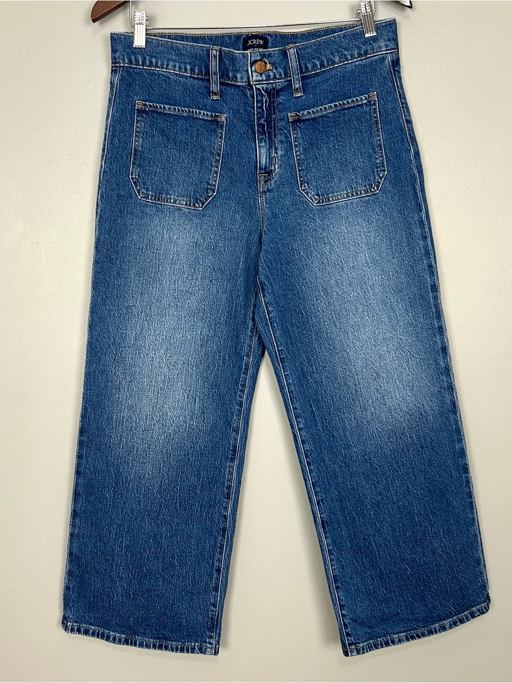 J. Crew Everyday Wide Leg Crop Jeans Women’s Size 29 Petite Patch Pockets Retro